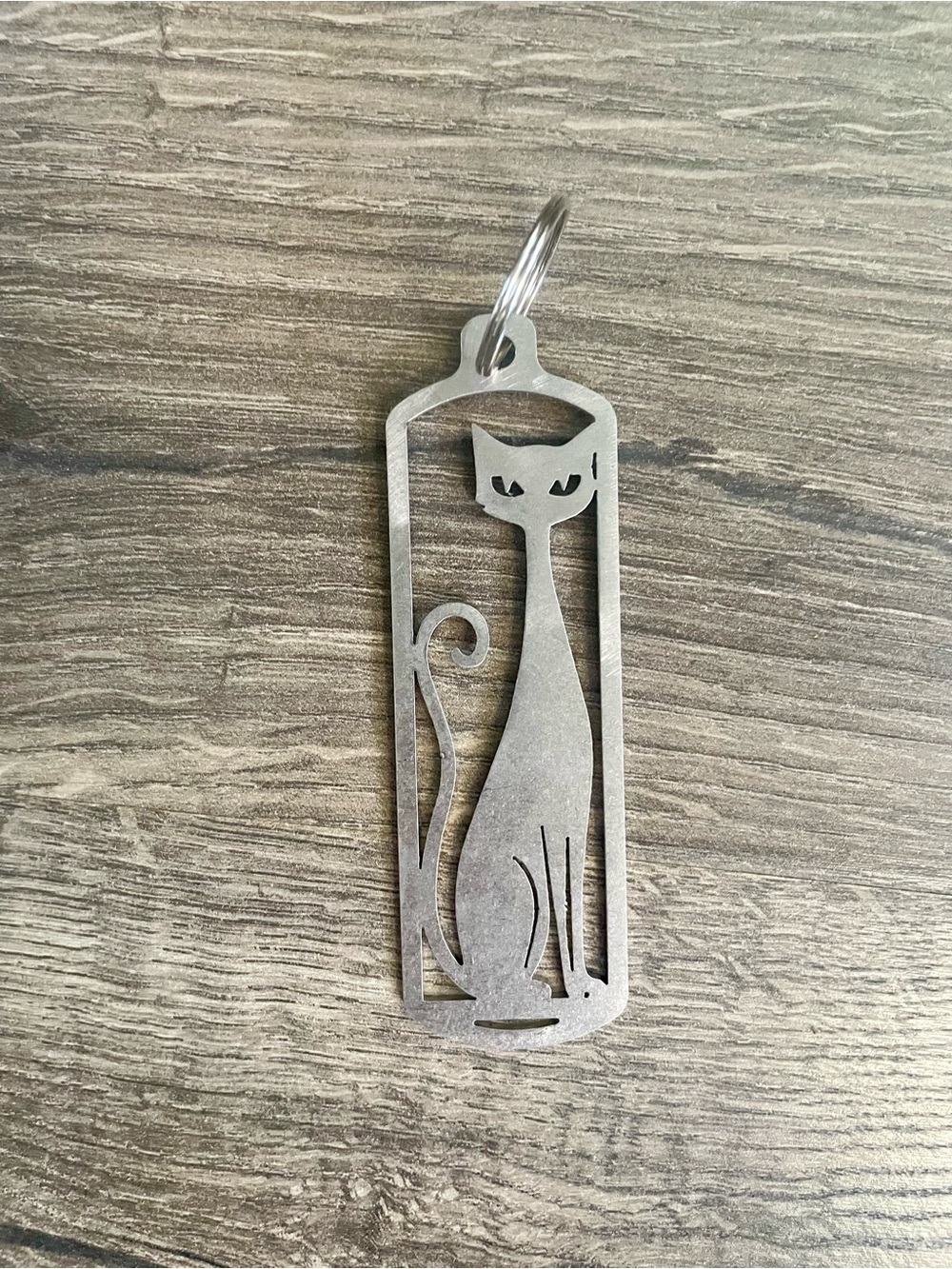 Custom Made Mid Century Modern Kitty Kat Keychain! Cold Rolled USA Steel.